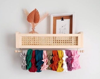 Headband holder | Rattan shelf | Bow holder for girl | Nursery shelves | Nursery bookshelf
