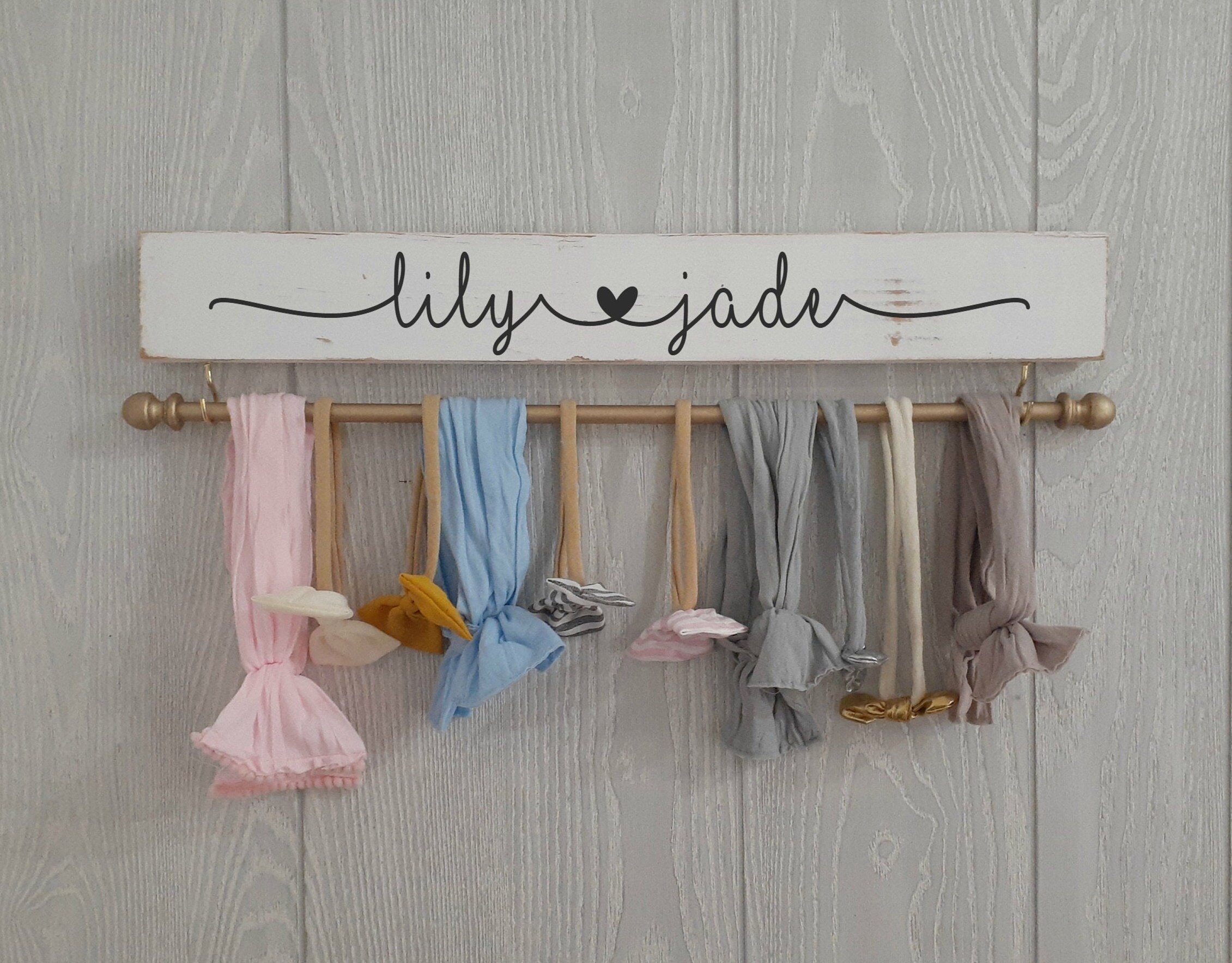 Hair Bow Holder for Walls, Hooks for Headbands and Jewelry,  Personalized Hair Bow Holder, Farmhouse Decor, Rustic Baby Nursery,  Personalized Baby Shower Gift, Organizer, Hair Bow Holder : Handmade  Products