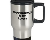 Cryptozoology Mug Travel Coffee Cup Funny Gift for Mysterious Creatures Big Foot Yeti Mothman Stainless Steel Insulated Travel Cup 14 oz