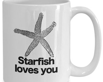 Personalised Gift Star Mug Cup Money Box Novelty Starfish Animal Sea Fish Red