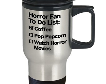 Horror Movie Mug Funny Travel Coffee Cup Classic Horror Film Lover Gift for Scary Movie Fan