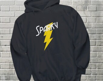 Electrician Gift Funny Sparky Nickname Lighting Bolt Hoodie Gifts for High Voltage Master Electricians Journeyman’s Gift Hooded Sweatshirt