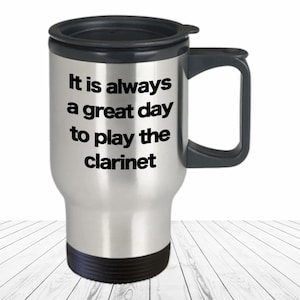 Clarinet Mug Clarinet Player Travel Coffee Cup Funny Gift for Musician, Clarinetist Orchestra Woodwind Instrument Bass