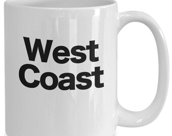 West Coast Mug Black Coffee Cup Funny Gift for Lake Michigan California Florida Lake Sea Life