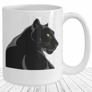 Black Panther Mug Wildlife Big Cat Coffee Cup Panther Spirit Animal Gift for Animal Lover Stealth Panther Artwork Mug
