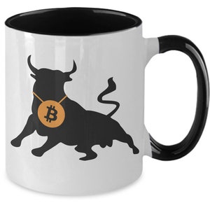 Bitcoin Bull Becher Krypto Trader Zweifarbige Kaffeetasse Lustiges Geschenk für Kryptogeld geldwert BTC Geschenk für Ihn