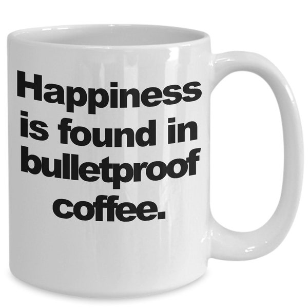 Bulletproof Coffee Mug White Ceramic Cup Funny Gift for Good Fat Java Lovers Coconut Oil Worlds Best Cafe