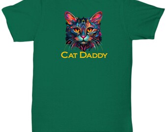 Cat Daddy T-shirt Retro 70s Black Cat Gifts for Men Funny 80s Cat