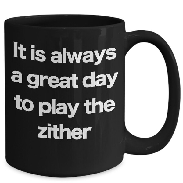 Zither Mug - Black Coffee Cup Funny Gift for Musician, Concert, Alpine, Chord,