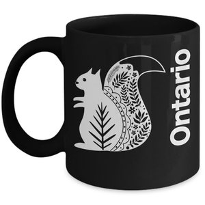Ontario Canada Mug Black Coffee Cup Gift for Canadian Toronto Ottawa Niagara Falls Great Lakes Georgian Bay Thunder Bay Squirrel image 4