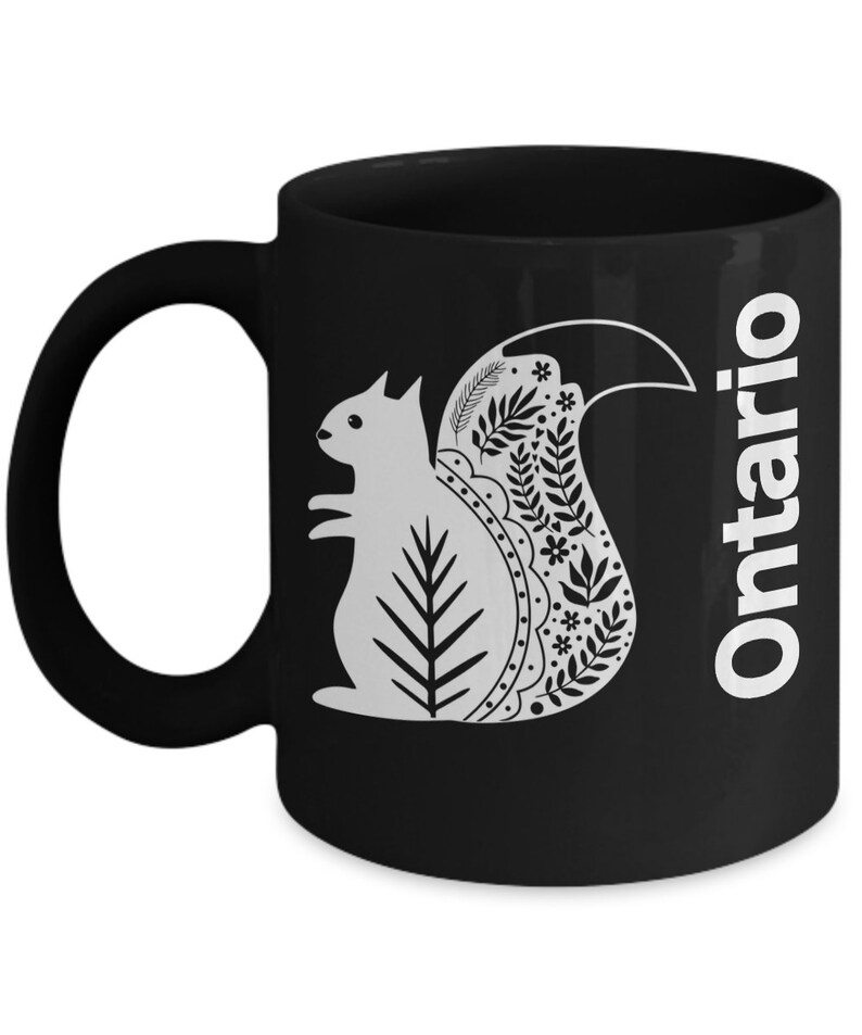 Ontario Canada Mug Black Coffee Cup Gift for Canadian Toronto Ottawa Niagara Falls Great Lakes Georgian Bay Thunder Bay Squirrel image 4