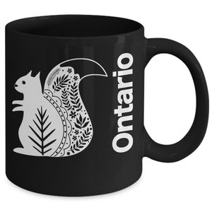 Ontario Canada Mug Black Coffee Cup Gift for Canadian Toronto Ottawa Niagara Falls Great Lakes Georgian Bay Thunder Bay Squirrel image 2