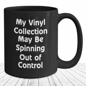 Vinyl Record Collector Gift Music Lover Black Coffee Cup Gift for Him Lp Collection Music Lover Gift for Her DJ Audiophile Retro Music