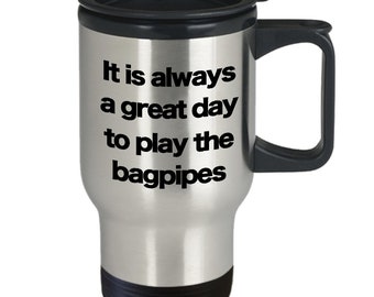Scottish Bagpipe Merch Travel Coffee Cup Bagpipe Chanter Gift for Beginner Bagpipe Player Swedish Bagpipes