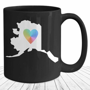 Alaska Becher Alaskan Home Schwarze Kaffeetasse Die letzte Grenze Tie Dye Herz Zustand Karte Liebe Zuhause Süßes Zuhause Stolz Naturliebhaber Geschenke