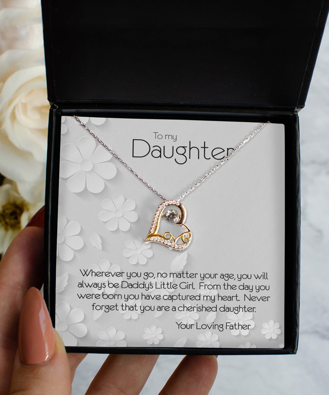Father Daughter Pendant - Personal Gift Charm Necklace from Dad to Girl -  Love Engraved Dedication - Silver : Amazon.in: Jewellery