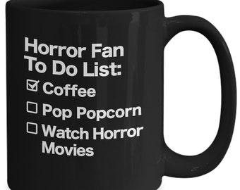 Horror Movie Mug Funny Black Coffee Cup Classic Horror Film Lover Gift for Scary Movie Fan