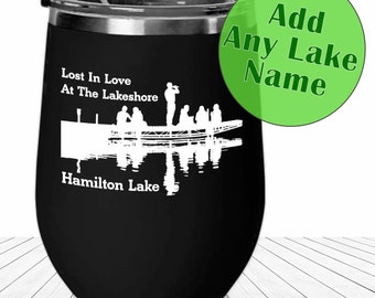 Summer Lovin Wine Tumbler Custom Lake Name Design Travel Cup Personalized Gift for Summer Lake House Beach Party Lake Shore Add Lake Name