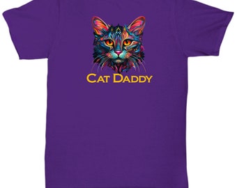 Cat Daddy T-shirt Retro 70s Black Cat Gifts for Men Funny 80s Cat