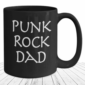Mug papa punk rock style punk père tasse à café noire cadeau drôle pour rock star gothique emo musicien des années 80 groupe de musique papa
