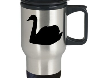 Swan mug travel coffee mug funny gift for lake life black swan dancer bird watcher mute tundra trumpeter whooper