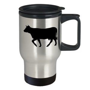 Cow Mug Travel Coffee Cup Funny Gift for Udder Cow Love Farmer Rancher Dairy Farm Country Life Farm Life - Stainless Steel Travel Cup 14 oz.