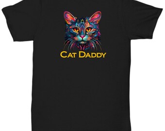 Cat Daddy T-shirt Retro 70s Black Cat Gifts for Men Funny 80s Cat
