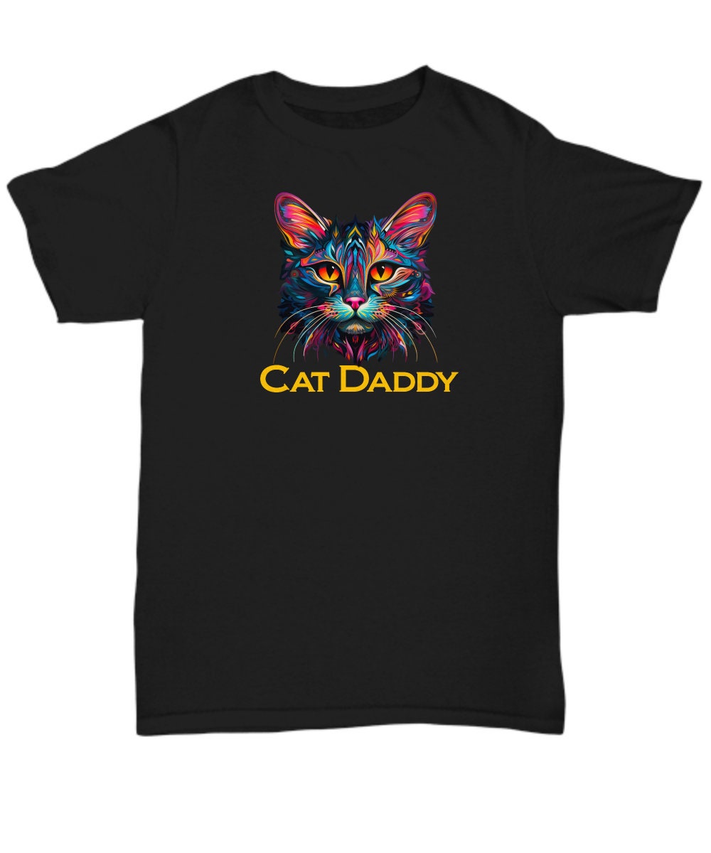 Cat Daddy T-shirt Retro 70s Black Cat Gifts for Men Funny 80s Cat