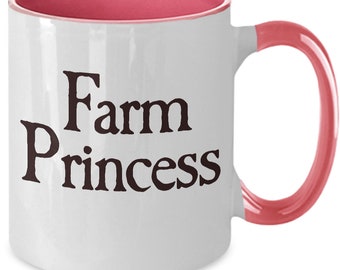 Farm Life Princess Mug White Two Tone Coffee Cup Funny Gift for Farmer’s Daughter Gift for Her