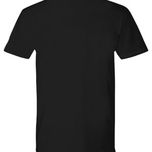 May include: A plain black t-shirt with short sleeves and a crew neck.