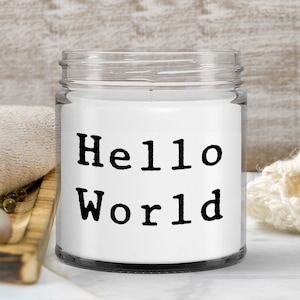 Hello World Candle Birth Announcement  IT Computer Programmer Coder Tech Newborn