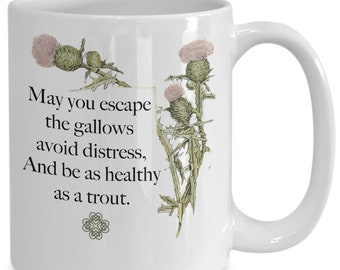Irish Blessing Mug Healthy As A Trout Coffee Cup Traditional Ireland Words of Wisdom Housewarming Gift for Irish Catholic Fisherman