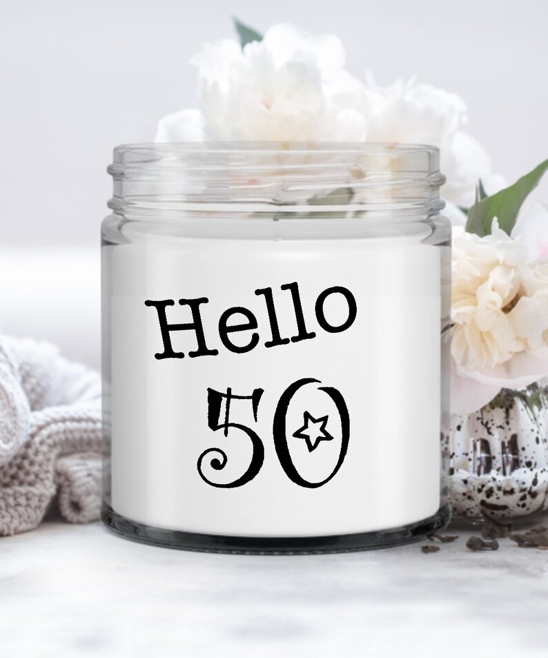 Hello 50 Happy 50th Birthday Candle Funny Gift for Fifty Year Old Etsy