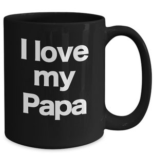 I love my Papa mug black coffee cup funny gift for best big shark Grandpa bear smurf Valentine&#39;s Day Birthday
