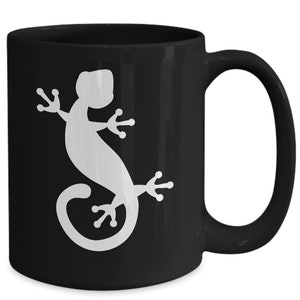 Gecko Mug Black Lizard Coffee Cup Funny Gift for Lizard Queen Gift for Gecko Mom Dad Lover