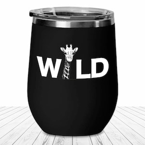Giraffe Wine Tumbler Wild Animal Travel Cup Funny Gift for Giraffe Lover Africa Safari Gifts for Zoologist Biologist