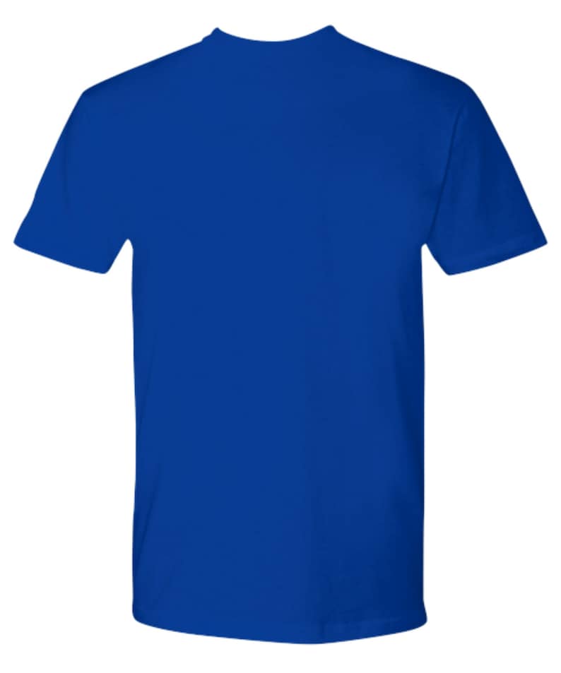May include: A royal blue t-shirt with short sleeves.