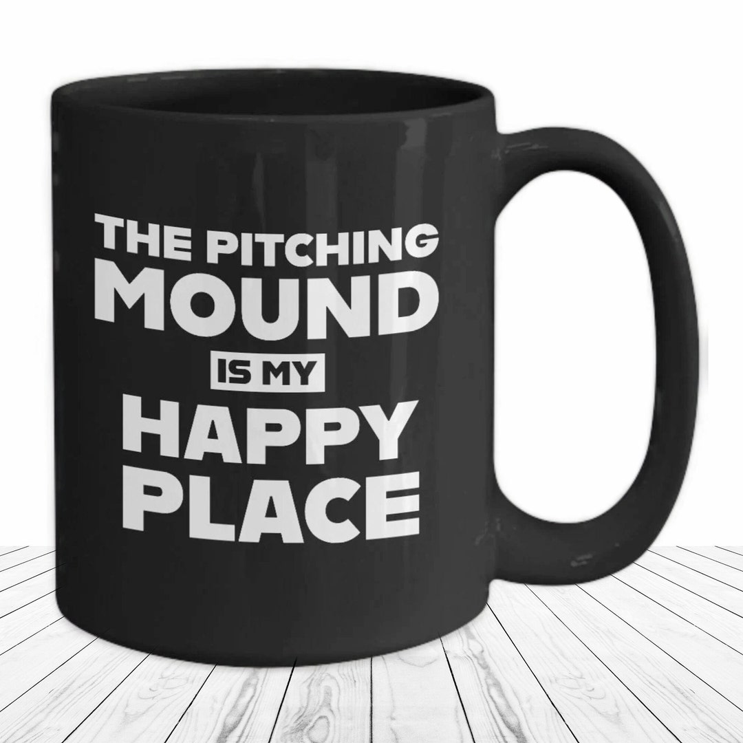 Softball Pitcher Mug Pitching Mound is My Happy Place Coffee Cup Funny ...