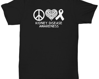 Kidney Disease Shirt Polycystic Kidney Disease Awareness Dialysis Nurse Gift Diabetic T-Shirt Surviving Kidney Disease Peace Love Cure