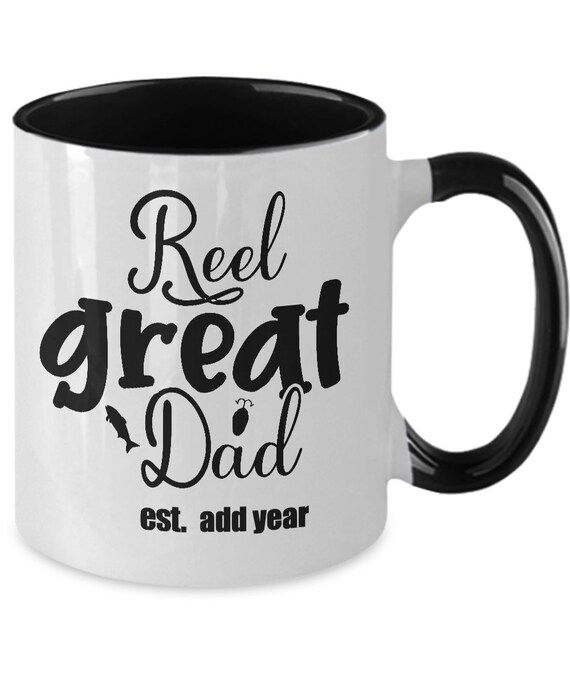 Personalized Dad Fishing Mug White Two Tone Coffee Cup Fishing Gift for Dad  Reel Great Father Birth Announcement Baby Shower Year Est. -  Canada