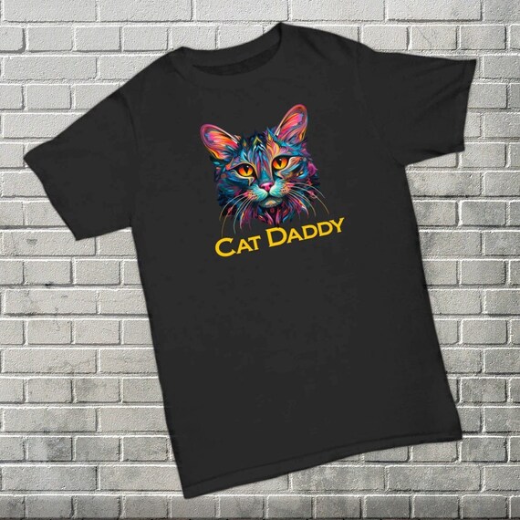 Cat Daddy T-shirt Retro 70s Black Cat Gifts for Men Funny 80s Cat