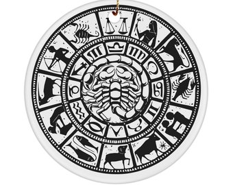 Scorpio Zodiac Wheel Ornament Custom Keepsake Gift Astrological Chart Design The Scorpion Birthday Gift for Best Friend Christmas Tree Decor