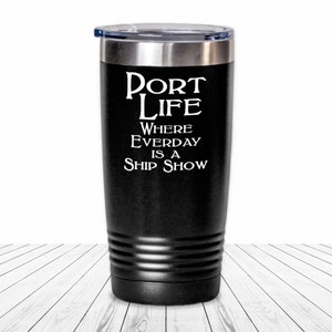 Dock Worker Tumbler Longshoreman Travel Coffee Cup Funny Gift for Shipyard Shipping Port Commercial Maritime Trade Import Export Cargo Gifts