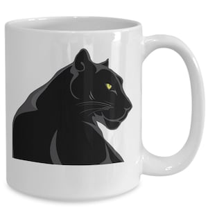 Black Panther Mug White Coffee Cup Gift for Big Cat Safari Jungle Jaguar Save the Planet