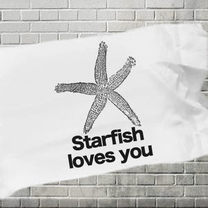 Starfish Loves You Pillowcase White Microfiber Standard Size Pillow slip 20 inch x 30 inch