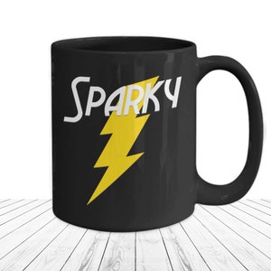Electrician Gift Funny Sparky Nickname Lighting Bolt Mug Gifts for High Voltage Dad Master Electricians Black Coffee Cup Journeyman’s Gift