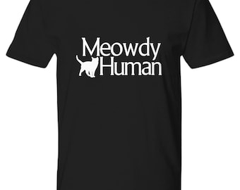 Cat Cowboy Shirt Meowdy Human Funny Cat Meme T-Shirt Mashup Between Meow and Howdy Gift for Cat Lover