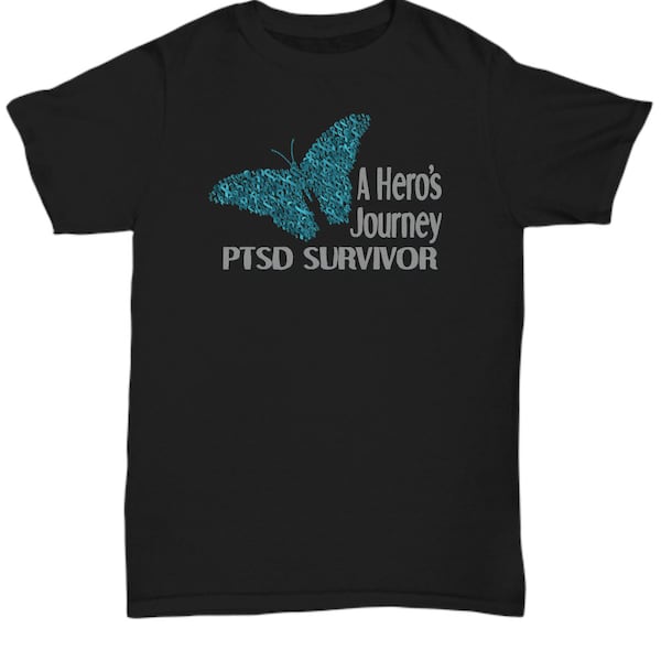 PTSD Awareness Shirt Post Traumatic Stress Disorder Awareness Gift for Military Veteran A Hero’s Journey PTSD Survivor C-PTSD Awareness Teal