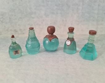 Potion / laboratory miniature bottles / 5 designs / dollhouse / alchemy / diorama / dnd / roleplaying