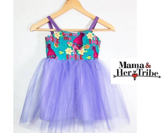 Trolls Inspired Birthday Party Dress-Purple